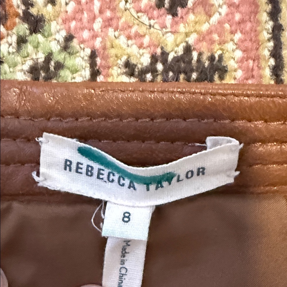 Rebecca Taylor Cognac Vegan Leather Skirt - Picture 6 of 10